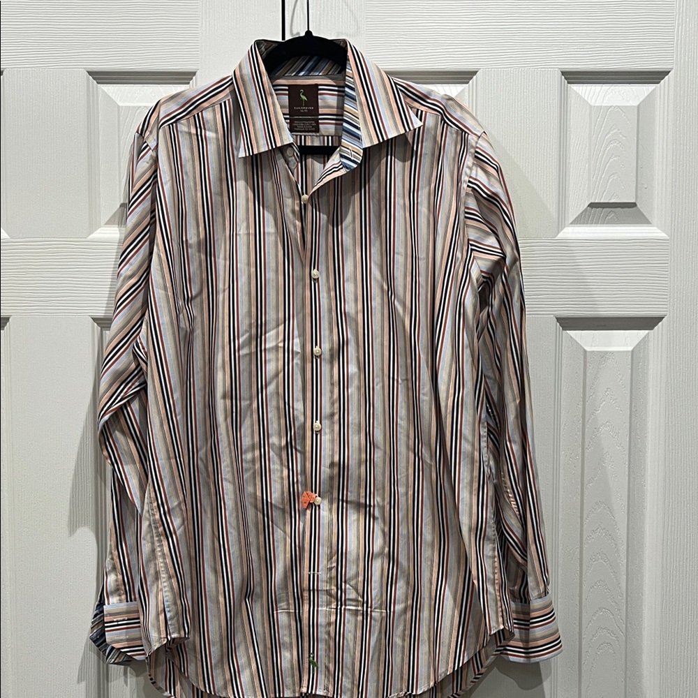 Tailorbyrd Multicolor Striped Long Sleeve Button Down Shirt